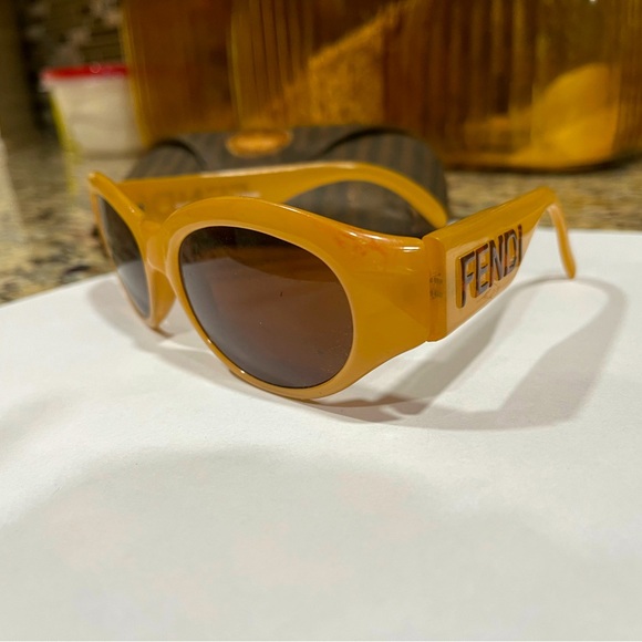 Authentic Fendi Butterscotch Sunglasses (VINTAGE) with Original Case